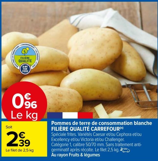 pommes de terre de consommation blanche filière qualité Carrefour