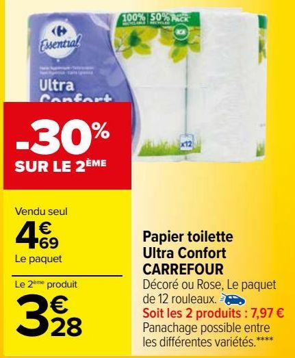 papier toilette ultra confort Carrefour