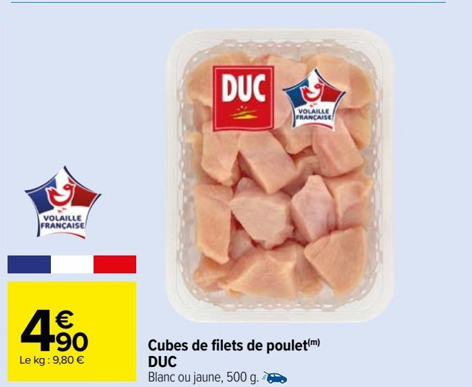 cubes de filets de poulet Duc