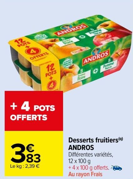 desserts fruitiers Andros