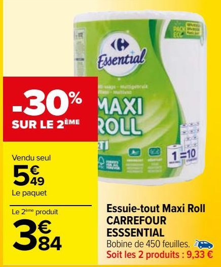 essuie tout maxi roll Carrefour Essential