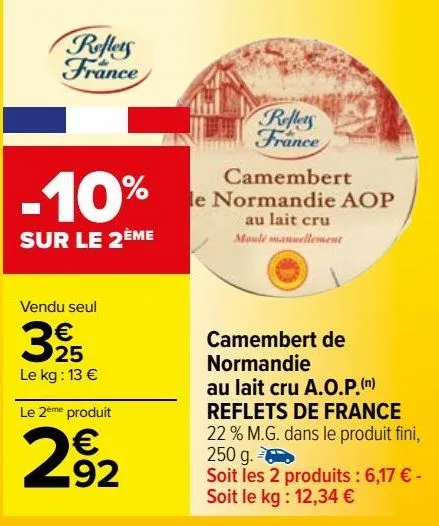 camembert de normandie au lait cru aop reflets de france