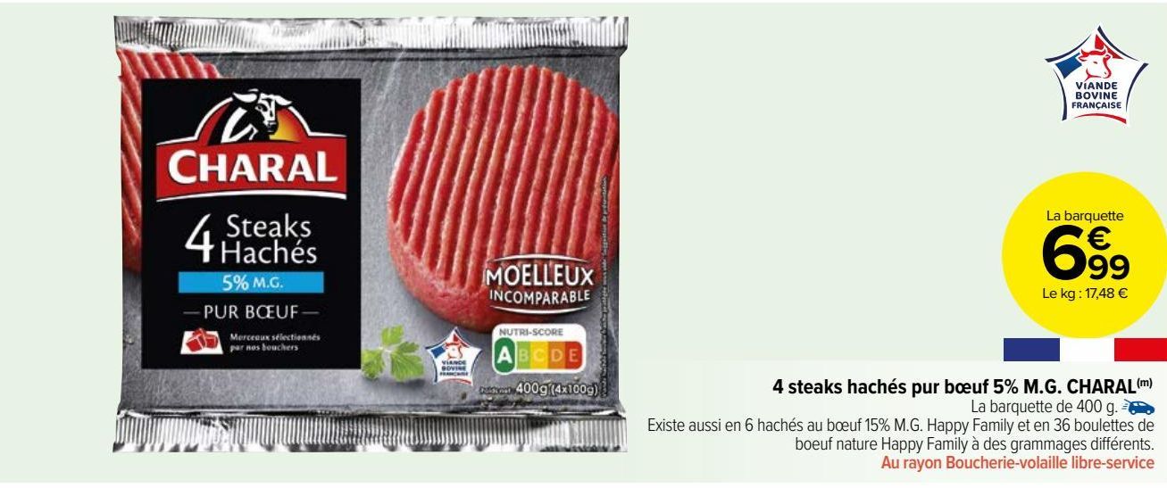 steak haché pur boeuf 5% mg Charal