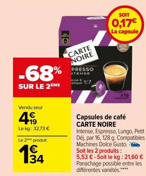 capsules de café carte noire