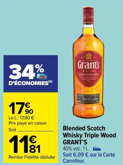 blended scotch whisky triple wood Grant's