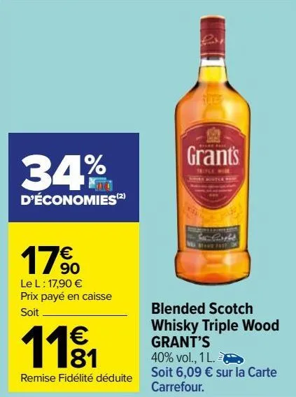blended scotch whisky triple wood grant's