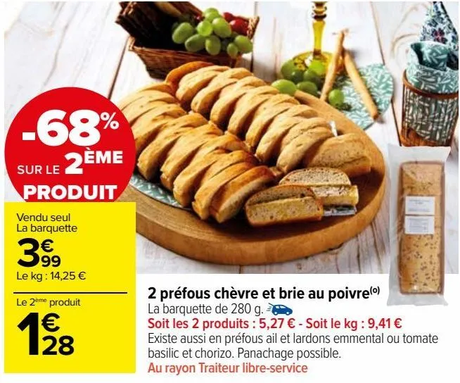 2 préfous chèvre et brie au poivre