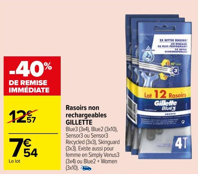 rasoirs non rechargeables Gillette