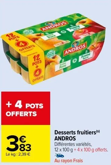 desserts fruitiers andros
