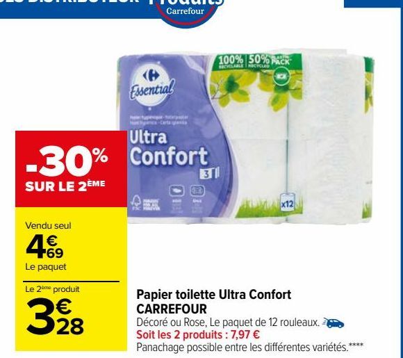 papier toilette ultra confort Carrefour