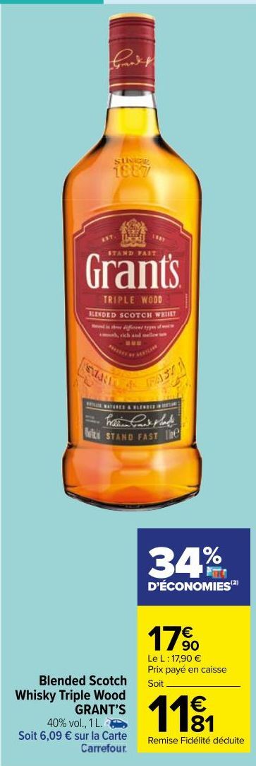 blended scotch whisky triple wood Grant's