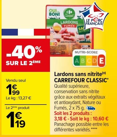 lardons sans nitrite Carrefour classic
