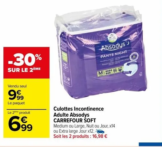 culotte incontinence adulte absodys carrefour soft