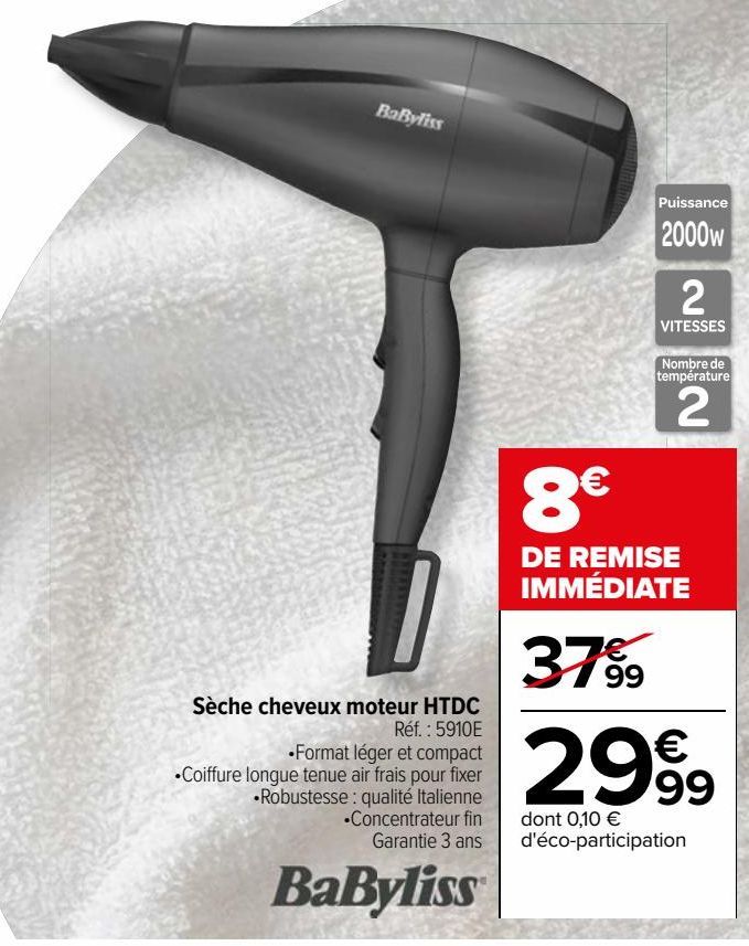  Sèche cheveux moteur HTDC Babyliss