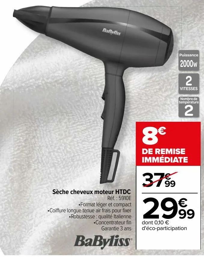  sèche cheveux moteur htdc babyliss