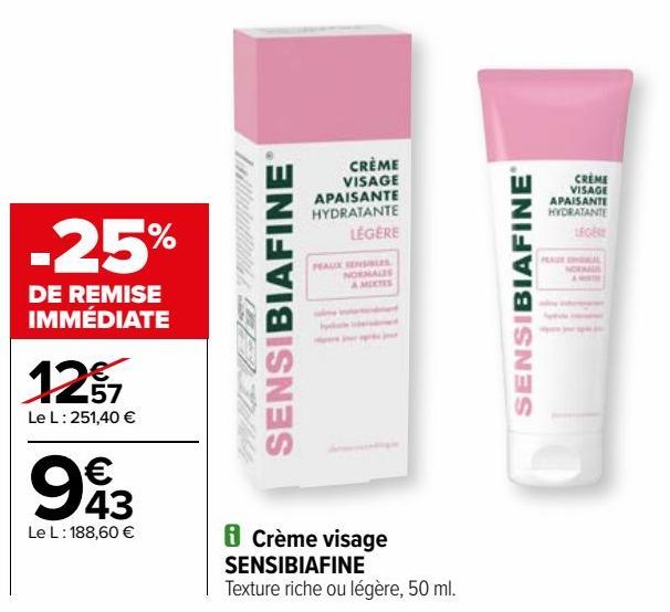 Crème visage SENSIBIAFINE