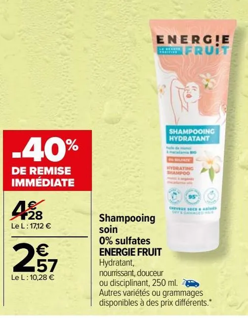 shampooing soin 0% sulfates energie fruit