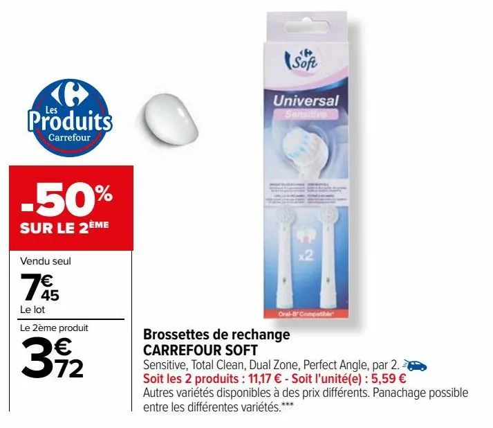  brossettes de rechange carrefour soft