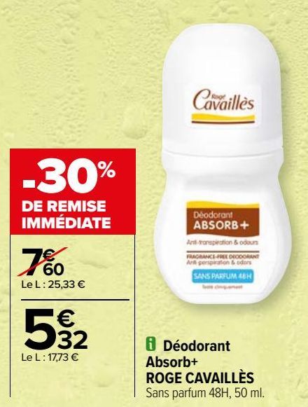 Déodorant Absorb+ ROGE CAVAILLÈS