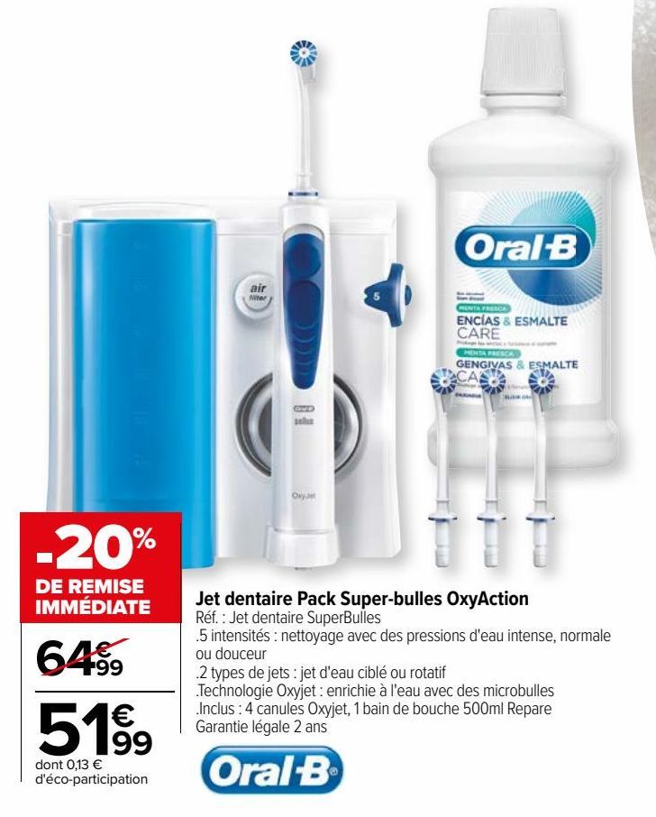 Jet dentaire Pack Super-bulles OxyAction Oral-B