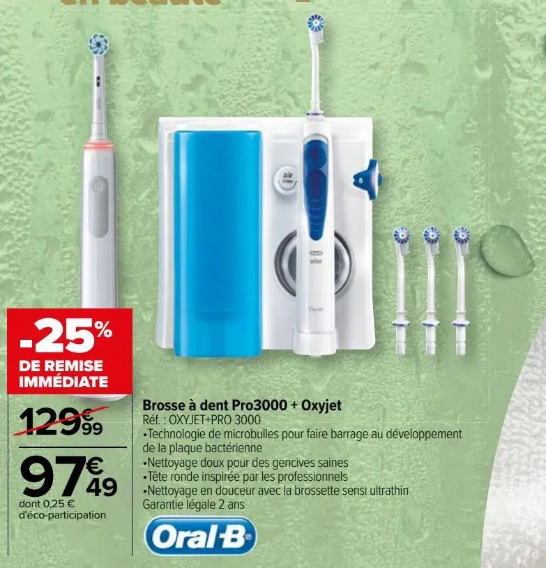 brosse à dent pro3000 + oxyjet oral-b