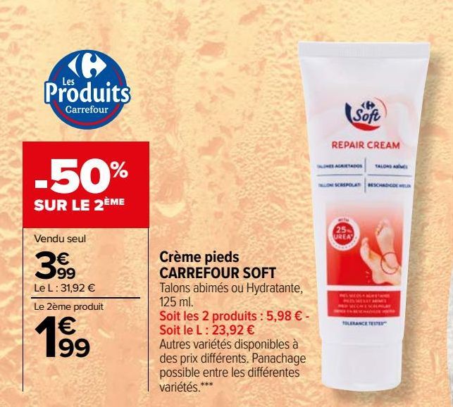  Crème pieds CARREFOUR SOFT