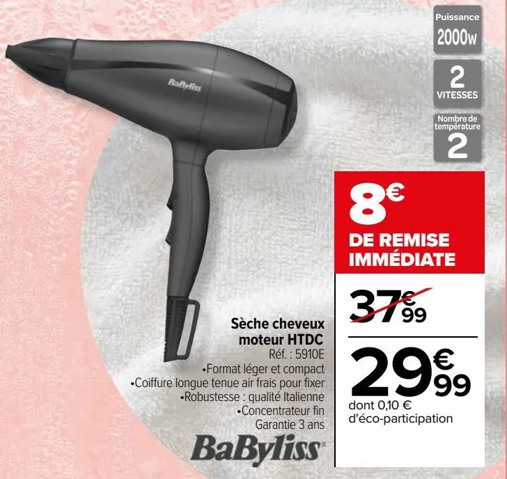  sèche cheveux moteur htdc babyliss