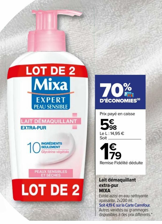 Lait démaquillant extra-pur MIXA