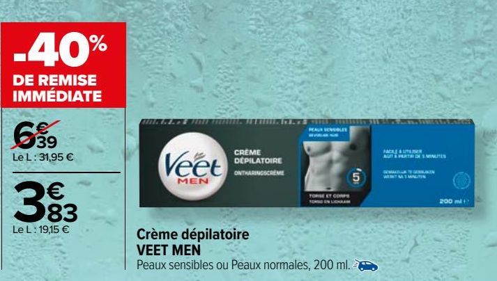 Crème dépilatoire VEET MEN