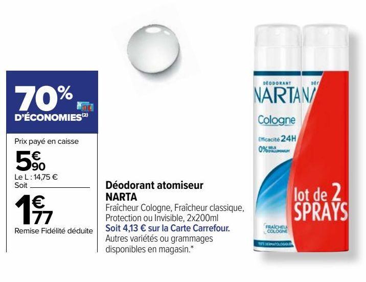 Déodorant atomiseur NARTA