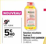 Solution micellaire Tout en 1 SKINACTIVE GARNIER offre à 5,4€ sur Carrefour