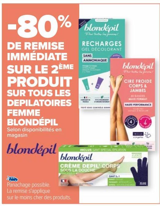  SUR TOUS LES DEPILATOIRES FEMME BLONDÉPIL