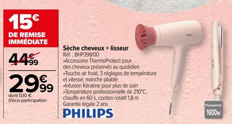 Sèche cheveux + lisseur Philips