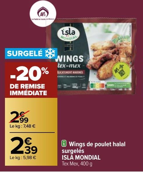 WINGS DE POULET HALAL SURGELES ISLA MONDIAL