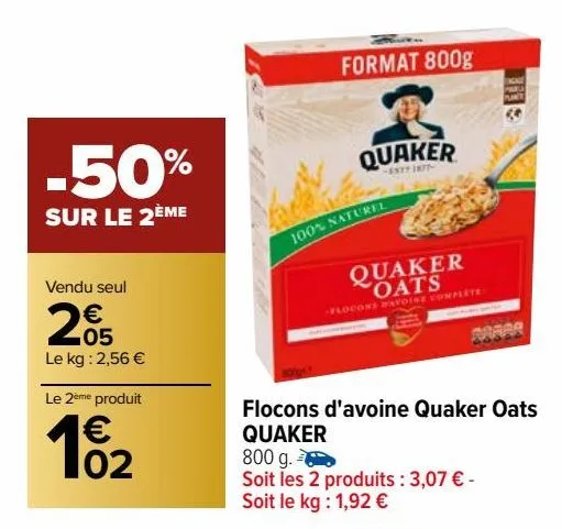 flacon d'avoine quaker oats quaker