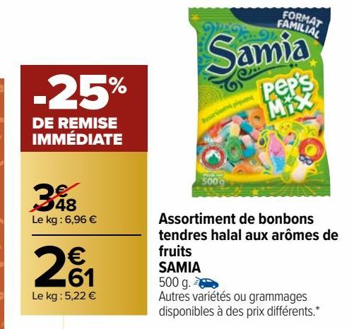 ASSORTIMENT DE BONBONS TENDRES HALAL AUX AROMES DE FRUITS SAMIA