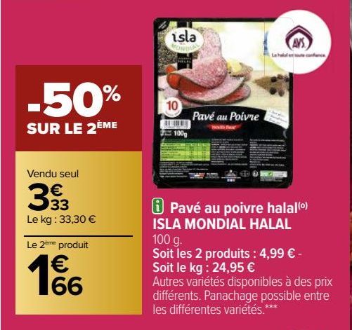 PAVE AU POIVRE HALAL ISLA MONDIAL HALAL