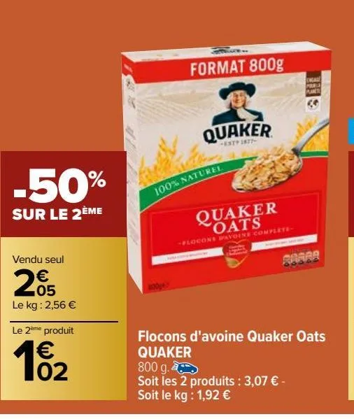flacon d'avoine quaker oats quaker