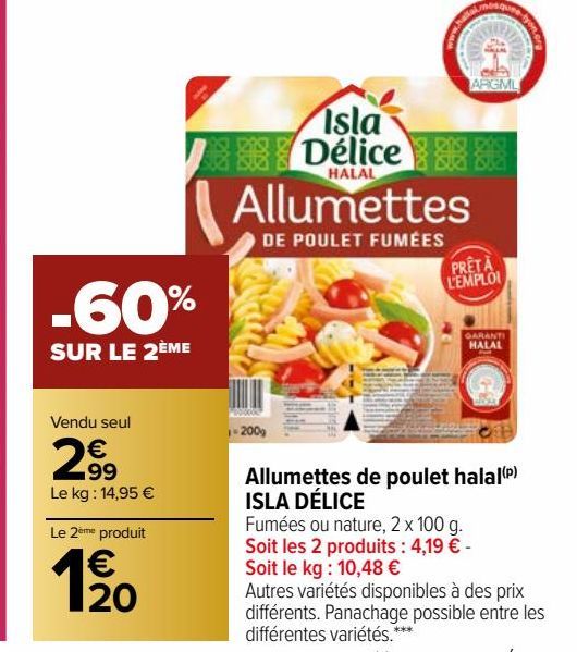 ALLUMETTES DE POULET HALAL ISLA DELICE