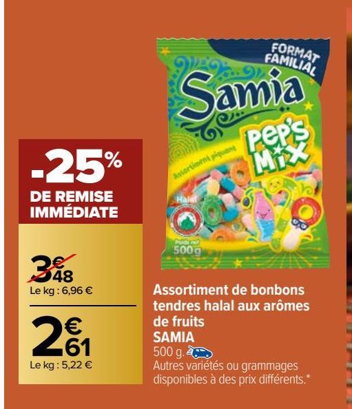 ASSORTIMENT DE BONBONS TENDRES HALAL AUX AROMES DE FRUITS SAMIA