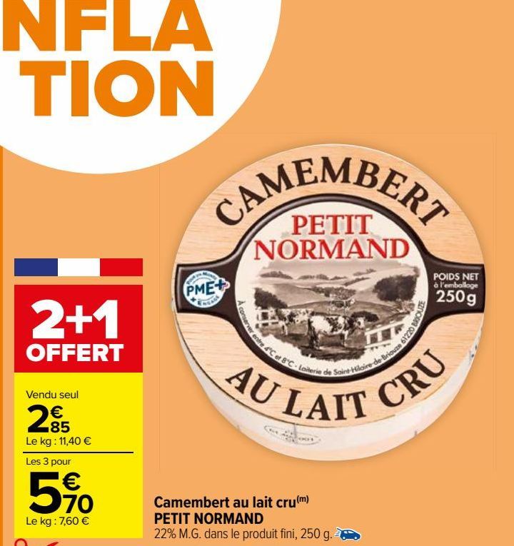 Camembert au lait cru(m) PETIT NORMAND