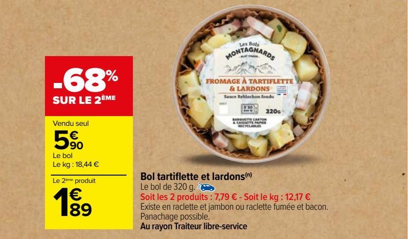 Bol tartiflette et lardons