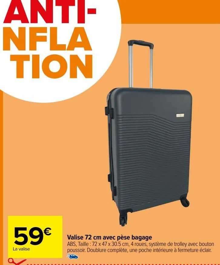 valise 72 cm avec pèse bagage