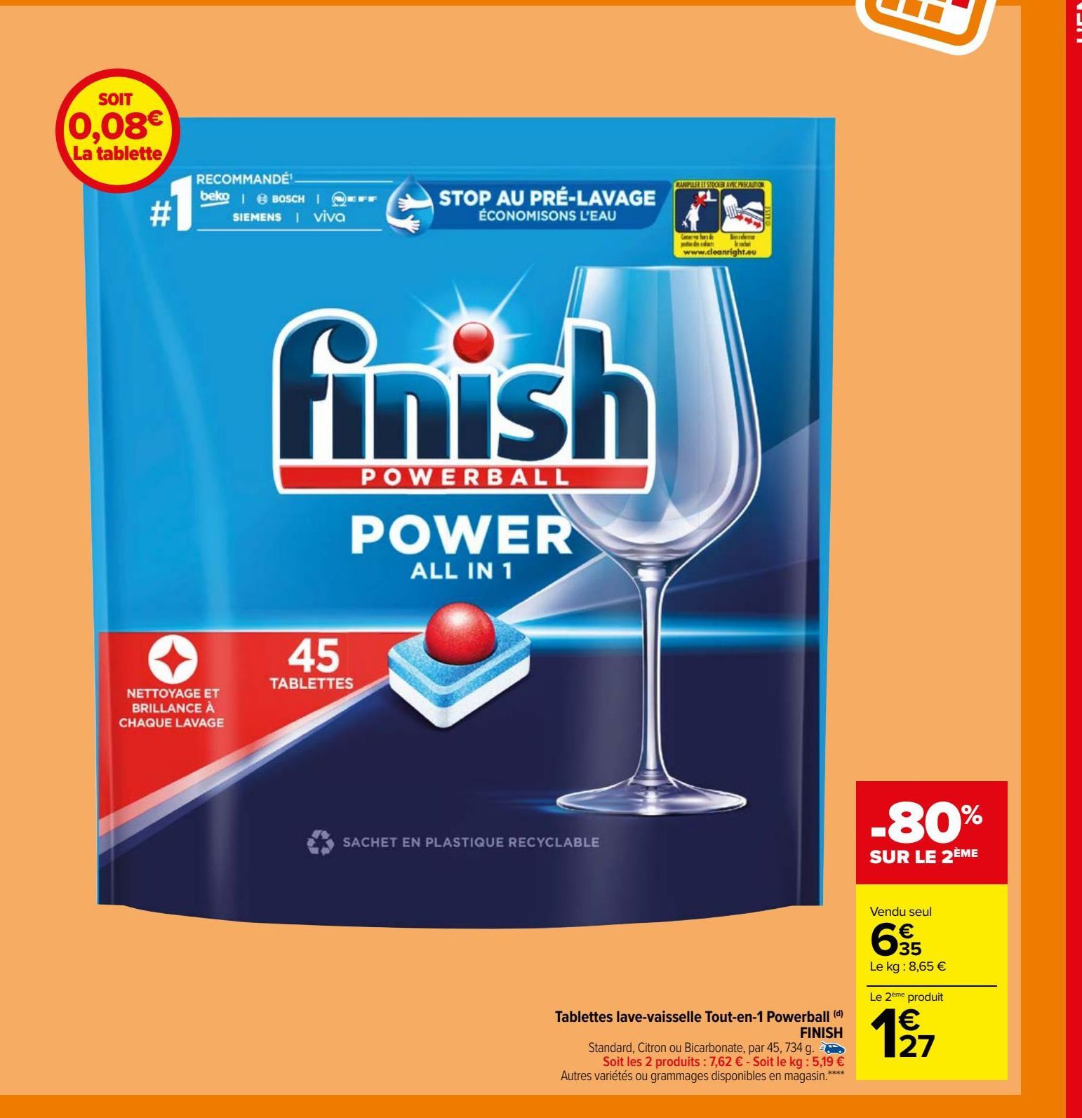 Tablettes lave-vaisselle Tout-en-1 Powerball (d) FINISH