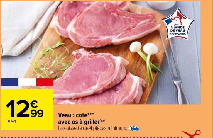 Veau : côte avec os à griller