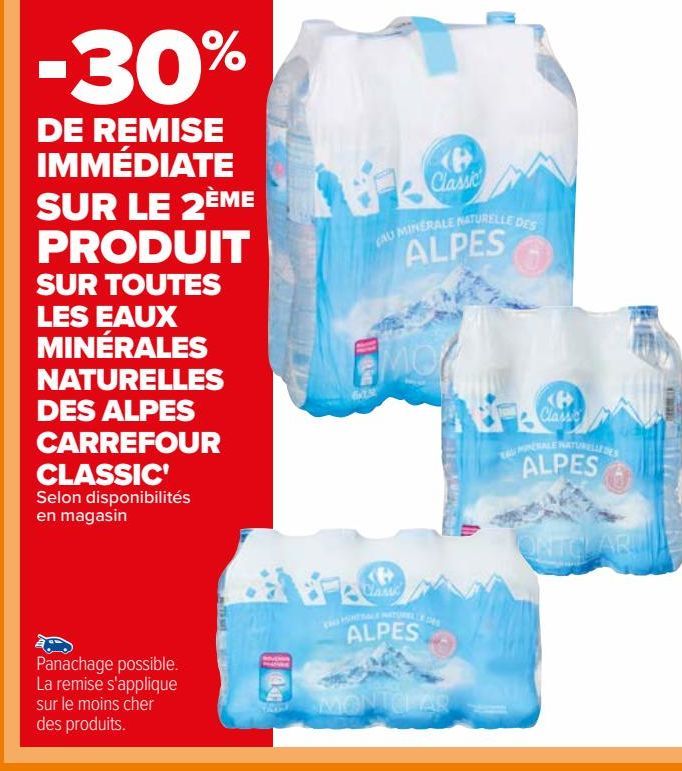 LES EAUX MINERALES NATURELLES DES ALPES CARREFOUR CLASSIC