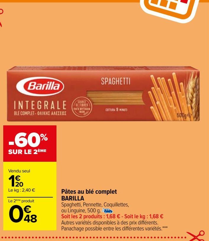 Pâtes au blé complet BARILLA