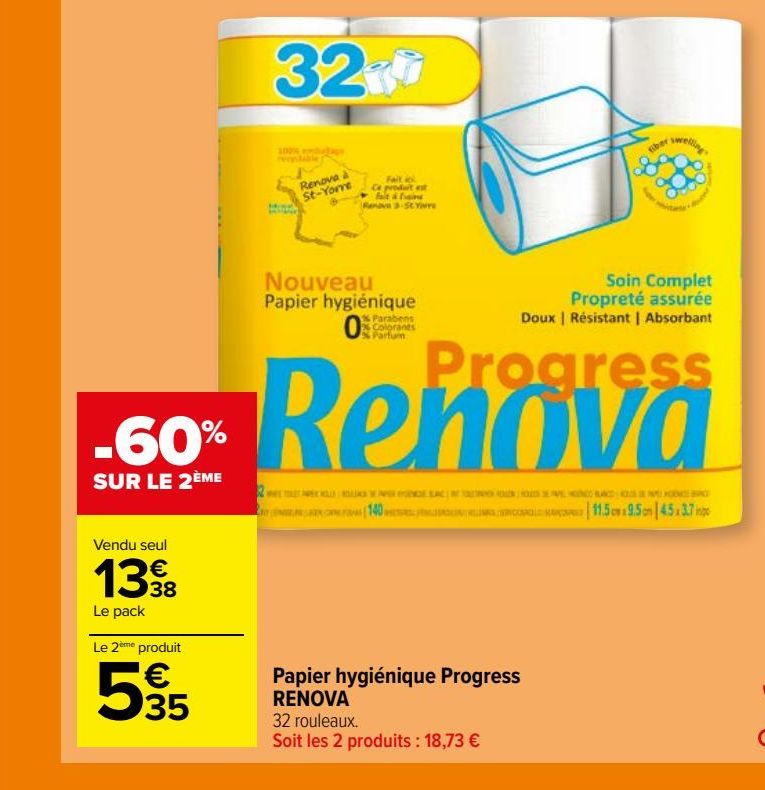 Papier hygiénique Progress RENOVA