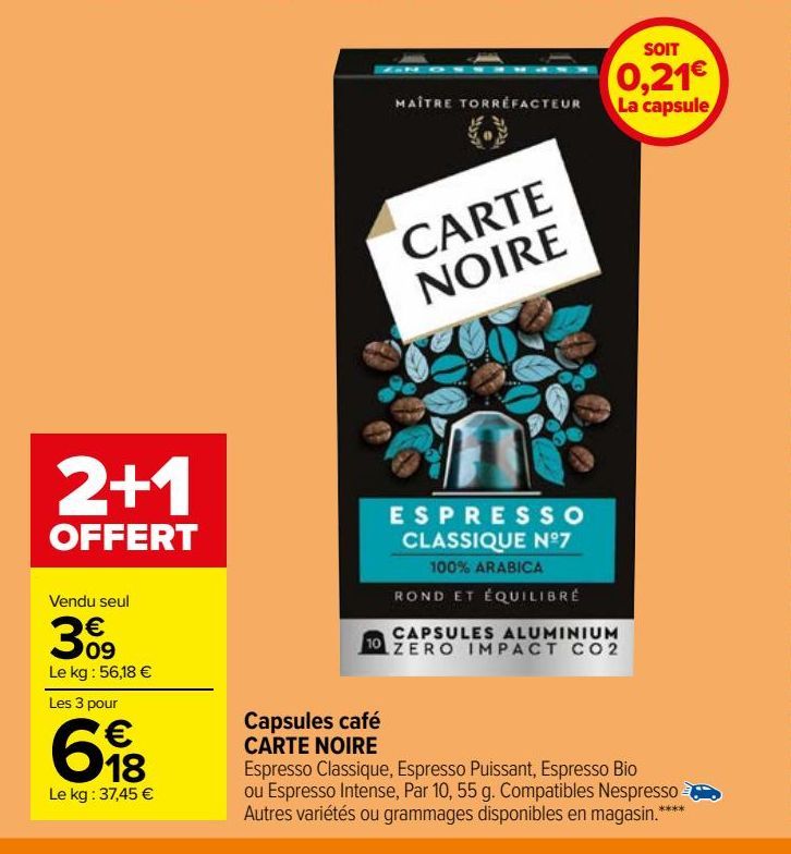 Capsules café CARTE NOIRE