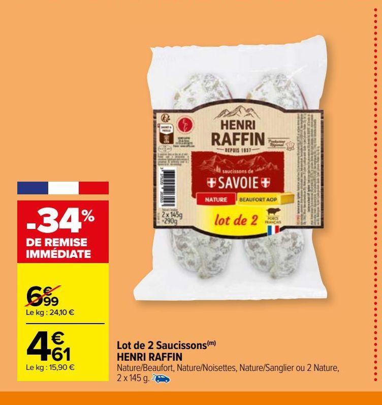 Lot de 2 Saucissons HENRI RAFFIN